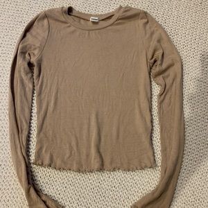 Tan Garage Ribbed Long Sleeve